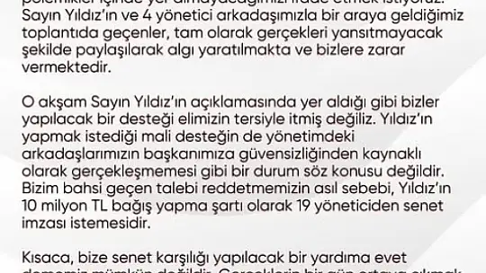 Şahin'den Kamuoyuna Açıklama Geldi!
